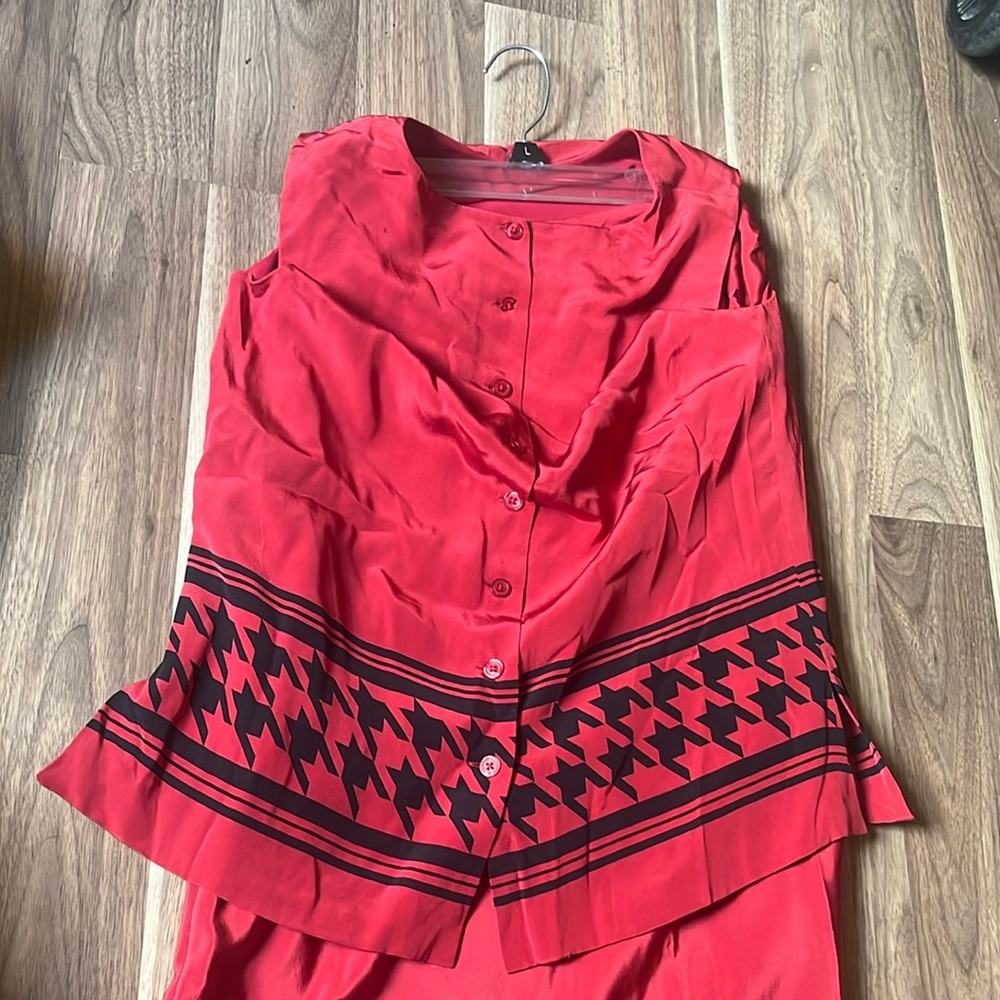 Red and black skirt and top size large